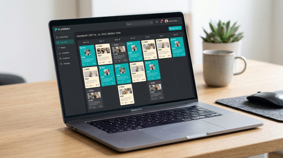 AI-generated content calendar showing a week of scheduled social media posts